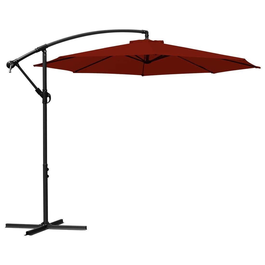 10 ft Offset Cantilever Patio Umbrella with Crank and Cross Base - Navy Blue