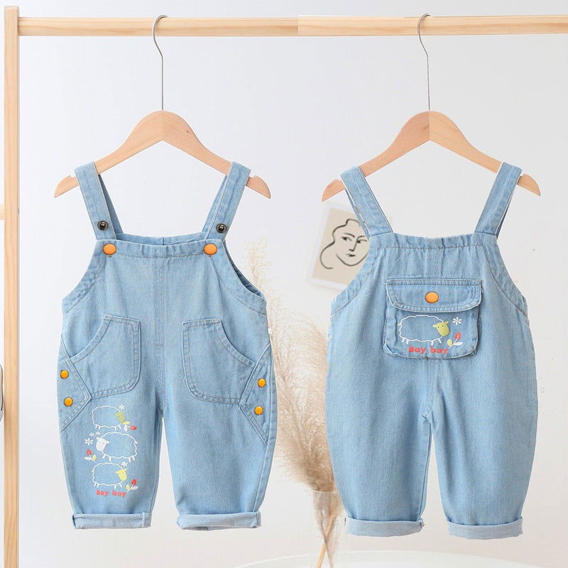 IENENS Toddler Boys Denim Overalls - Unisex Straight Fit Dungarees for Infants