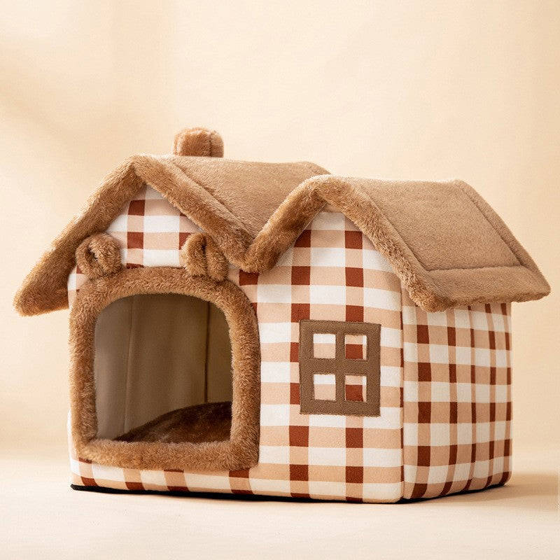 Foldable Dog House Pet Cat Bed Winter Warm Enclosed Cave Sofa