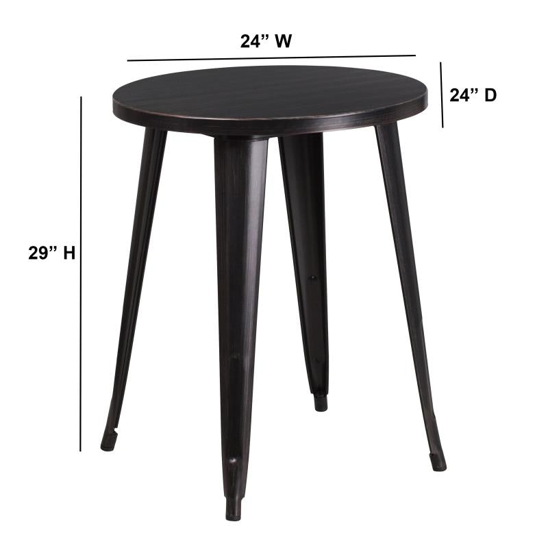 CH-51080-29 Flash Furniture Webb Commercial Grade 24 Round Black-Antique Gold Metal Indoor-outdoor Bar Height Table