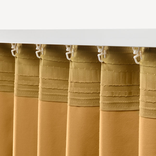 IKEA SANELA Velvet Room Darkening Curtains 55x98 2 Panels Golden Brown