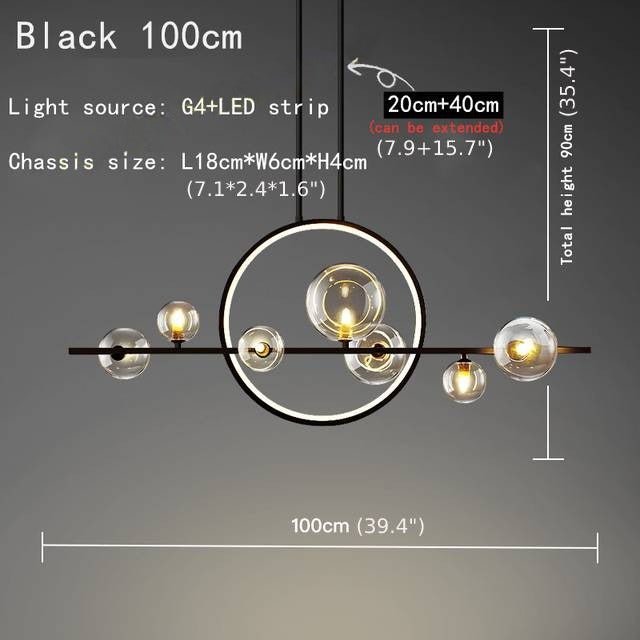 Mirodemi&#xAE; White/Black Glass Bubble LED Chandelier for Dining Room &amp; Kitchen Island