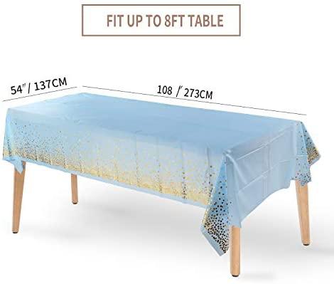 Duocute White Disposable Party Tablecloth with Gold Stamping Dots, 54 x 108 Inches, Pack of 4
