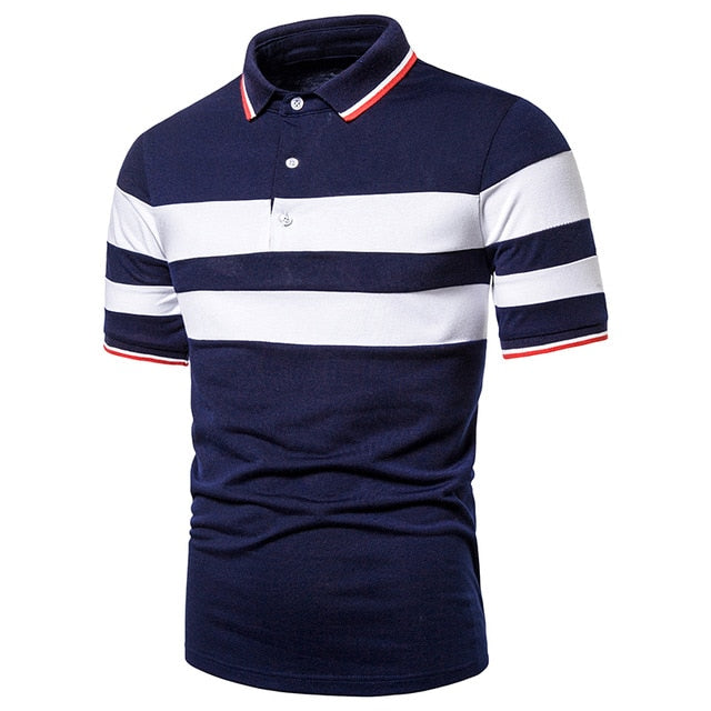 Men's Short Sleeve Polo Shirt - Contrast Color Casual Summer Tops