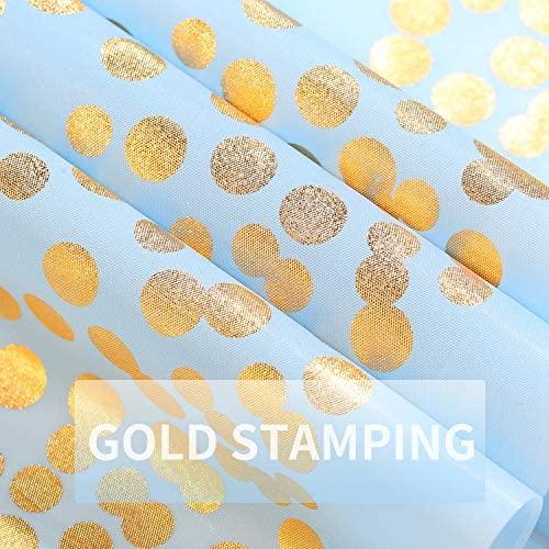 Duocute White Disposable Party Tablecloth with Gold Stamping Dots, 54 x 108 Inches, Pack of 4