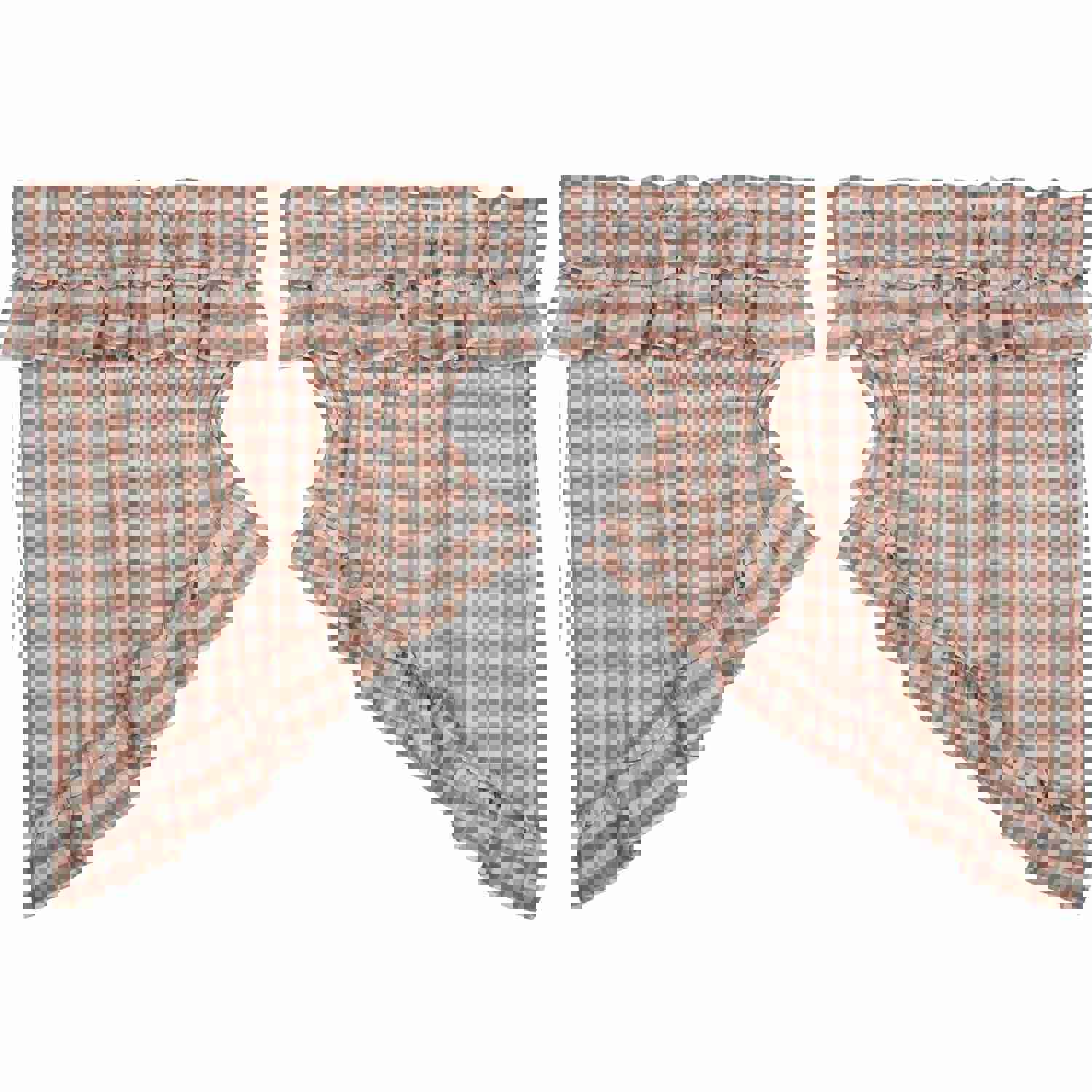 Annie Buffalo Portabella Check Ruffled Prairie Swag Set of 2 36x36x18