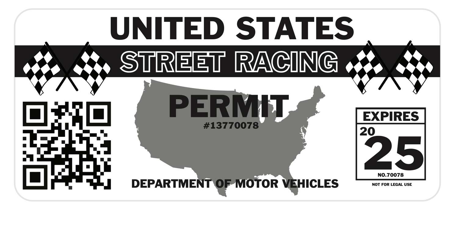United States Street Racing Permit Car Vinyl Decal Funny Sticker