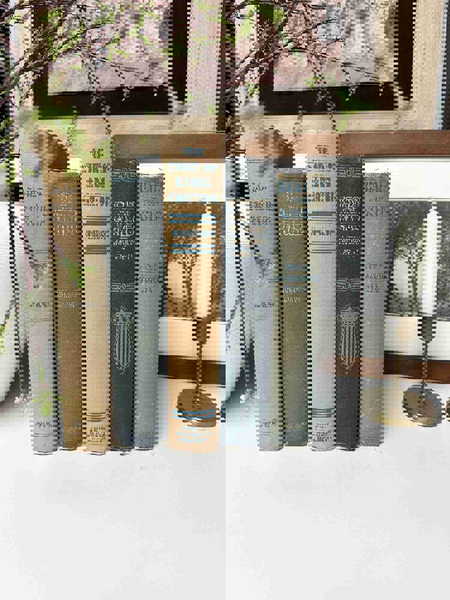 Blue Vintage Book Set - Decorative Books for Shelf and Home Decor