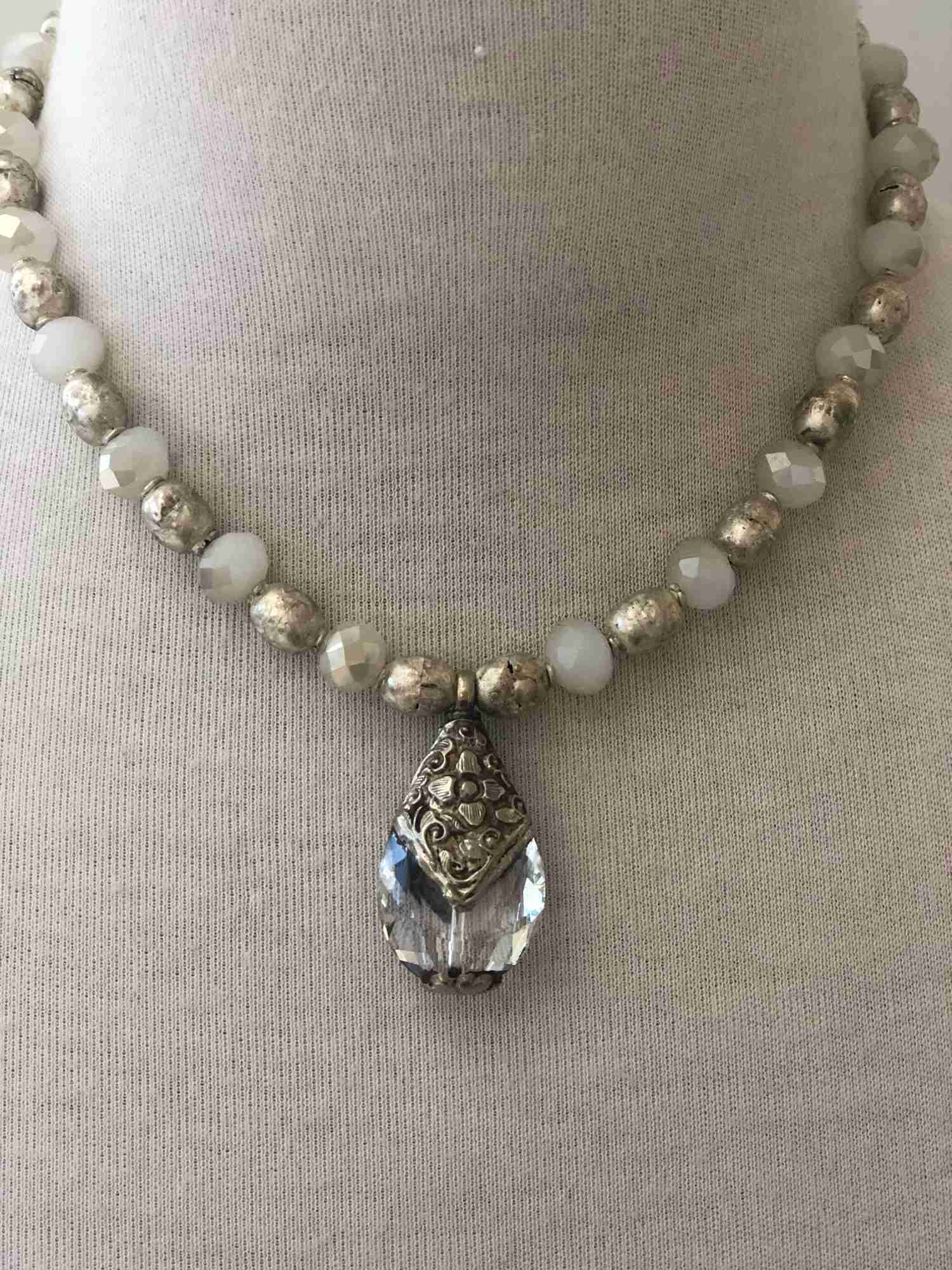 Tibetan Capped Crystal Pendant Necklace