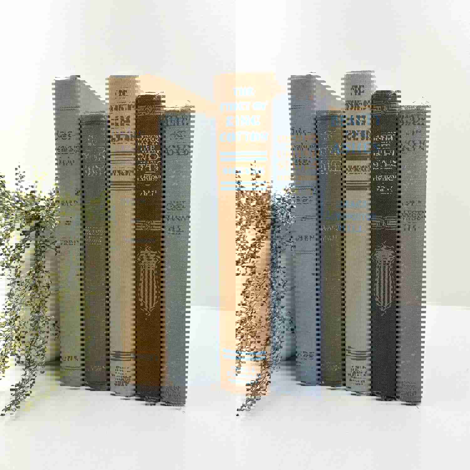 Blue Vintage Book Set - Decorative Books for Shelf and Home Decor