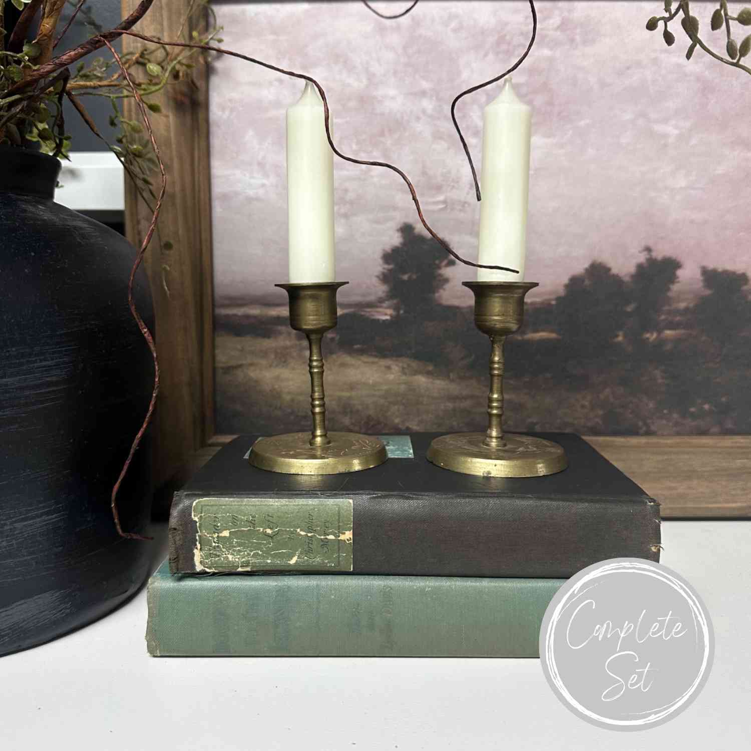 Green Vintage Book Set for Home Decor