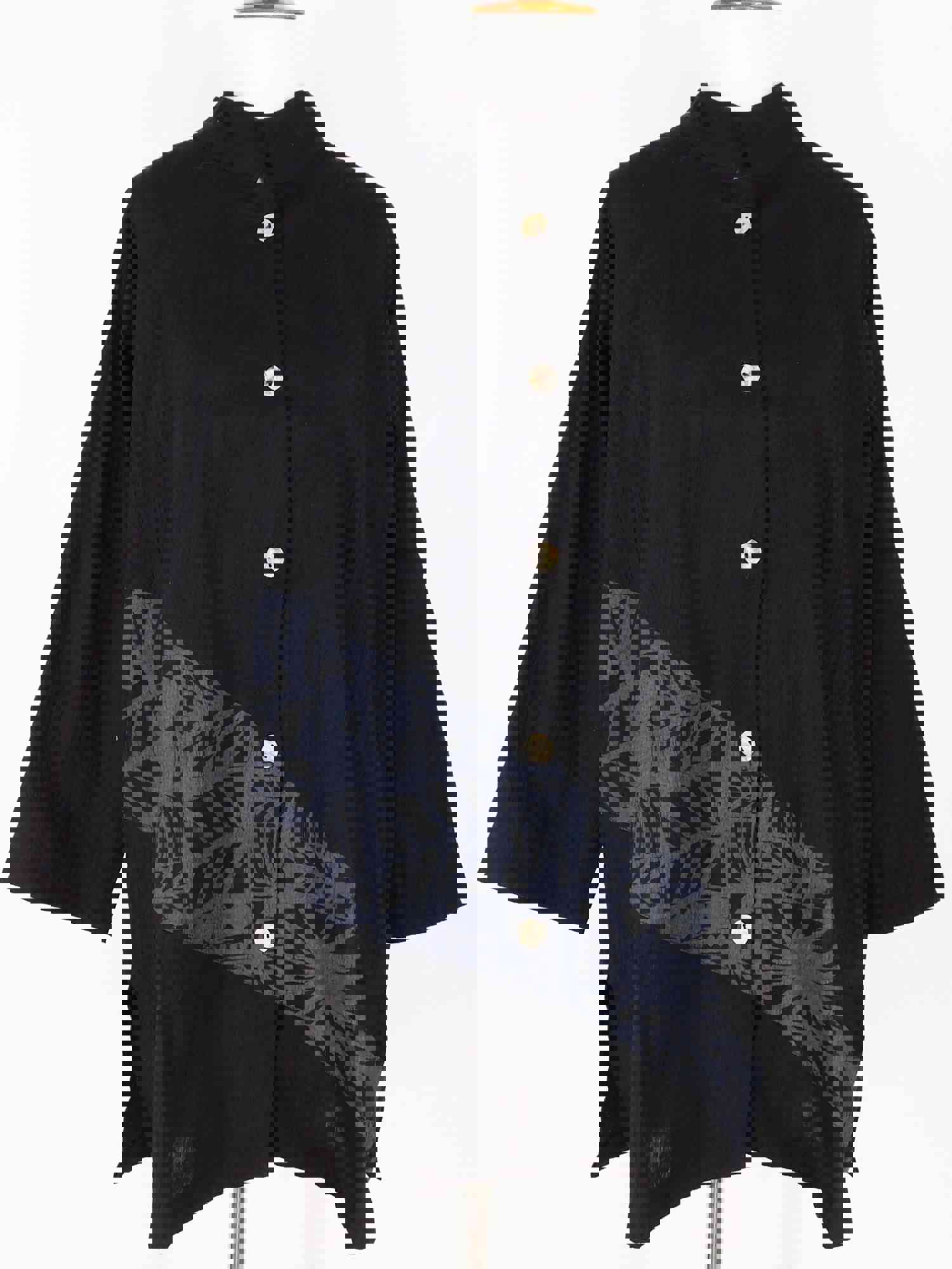 Mao Collar Jacket - Poly - Print Patchwork - Black (01)