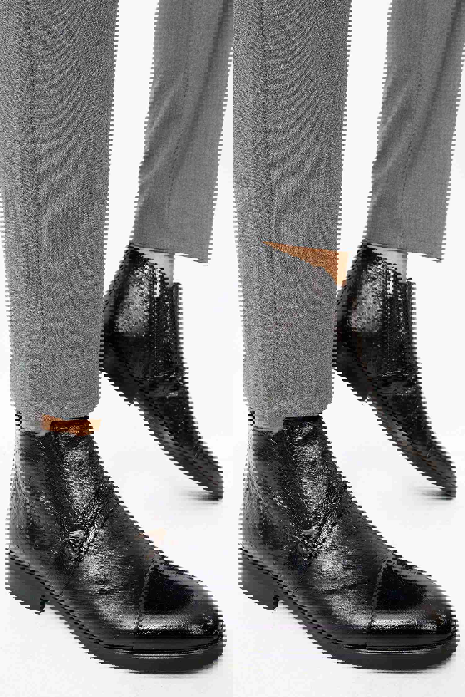 Dallas Black Leather Ankle Zip-Up Dress Boot for Men