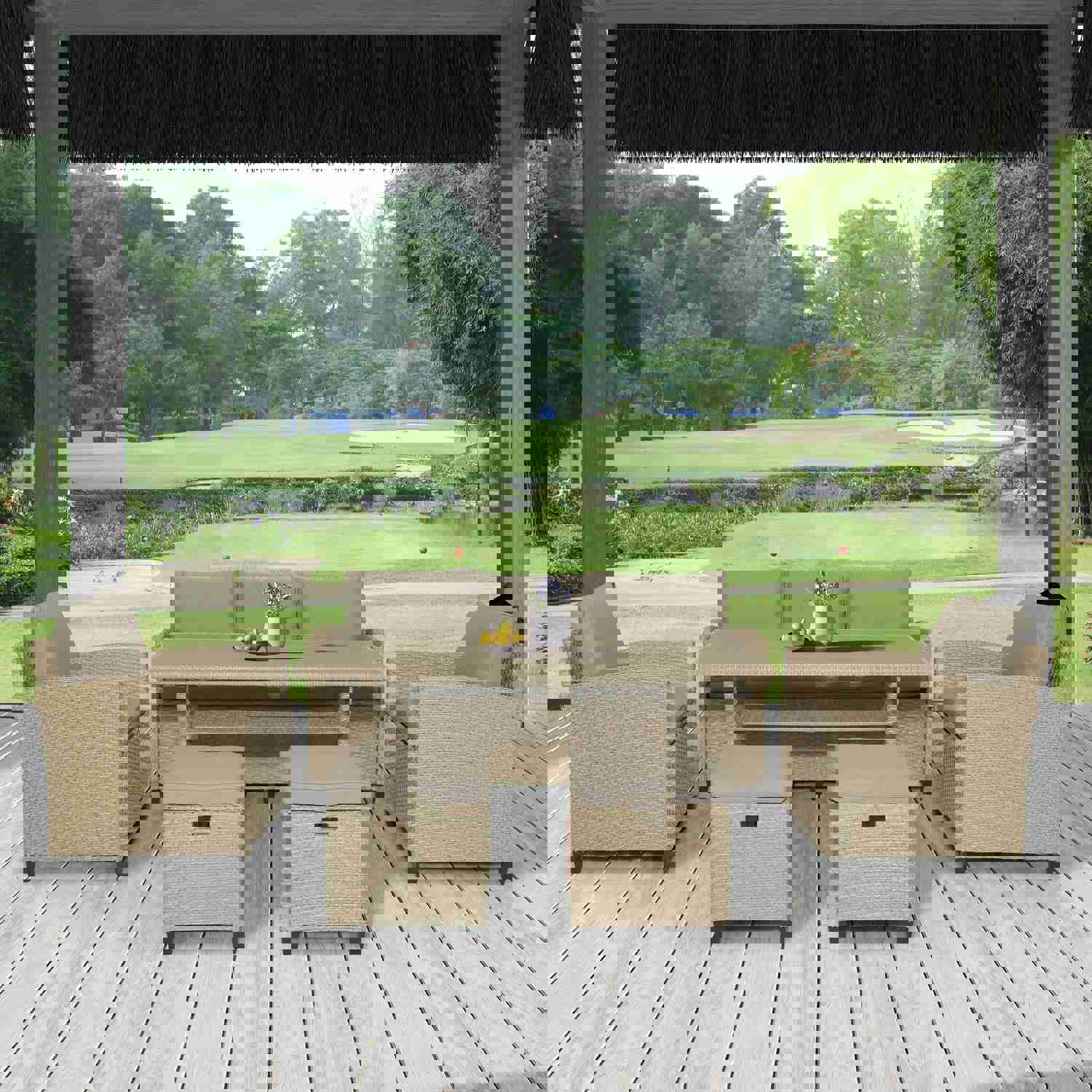 TOPMAX 6-Piece Outdoor Rattan Wicker Set for Patio, Garden, and Backyard