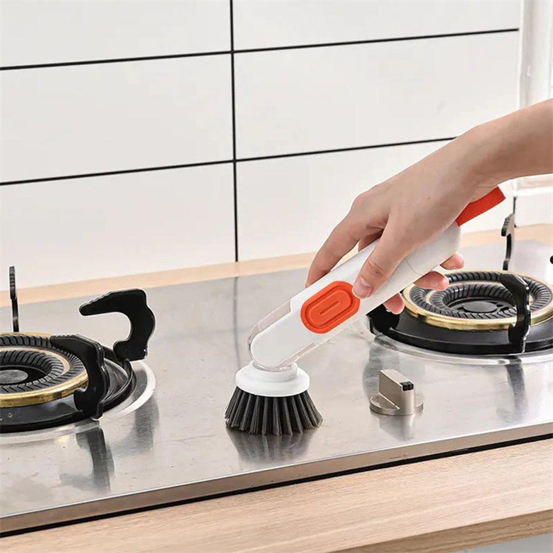 Multi-Functional Long-Handle Liquid-Filled Cleaning Brush with Dispenser