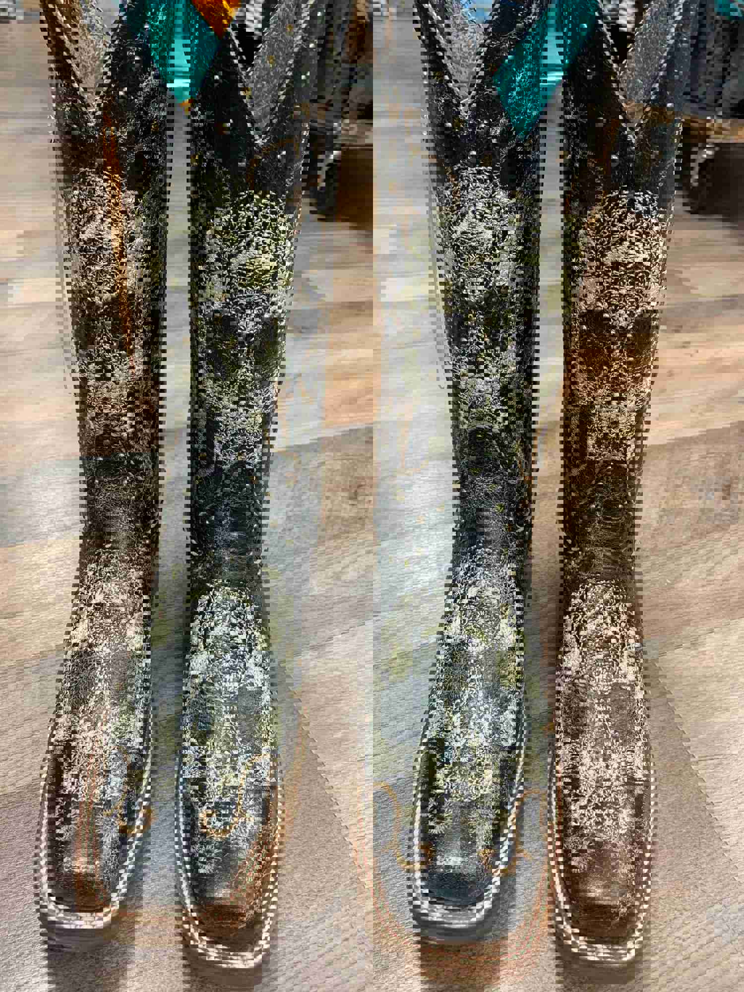 CORRAL WOMENS FLORAL SKULL EMBROIDERY & STUDS WESTERN BOOTS - SQUARE TOE