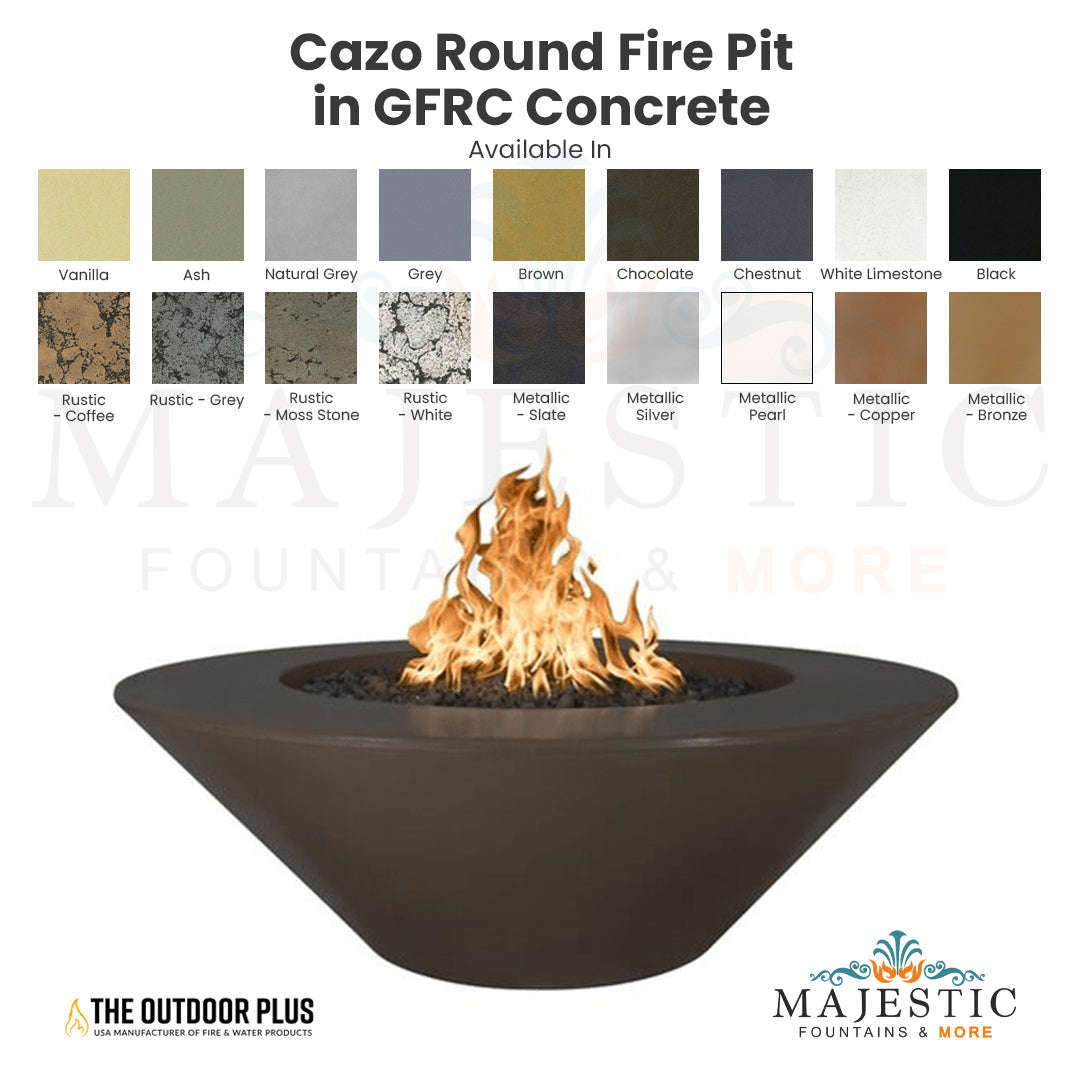Outdoor Plus Cazo Round Fire Pit in GFRC Concrete with Free Cover