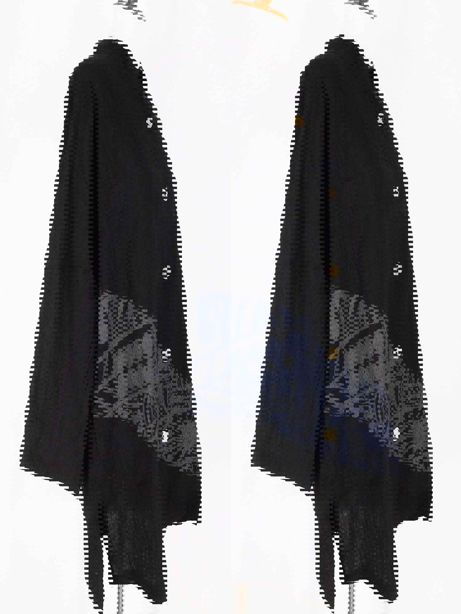 Mao Collar Jacket - Poly - Print Patchwork - Black (01)