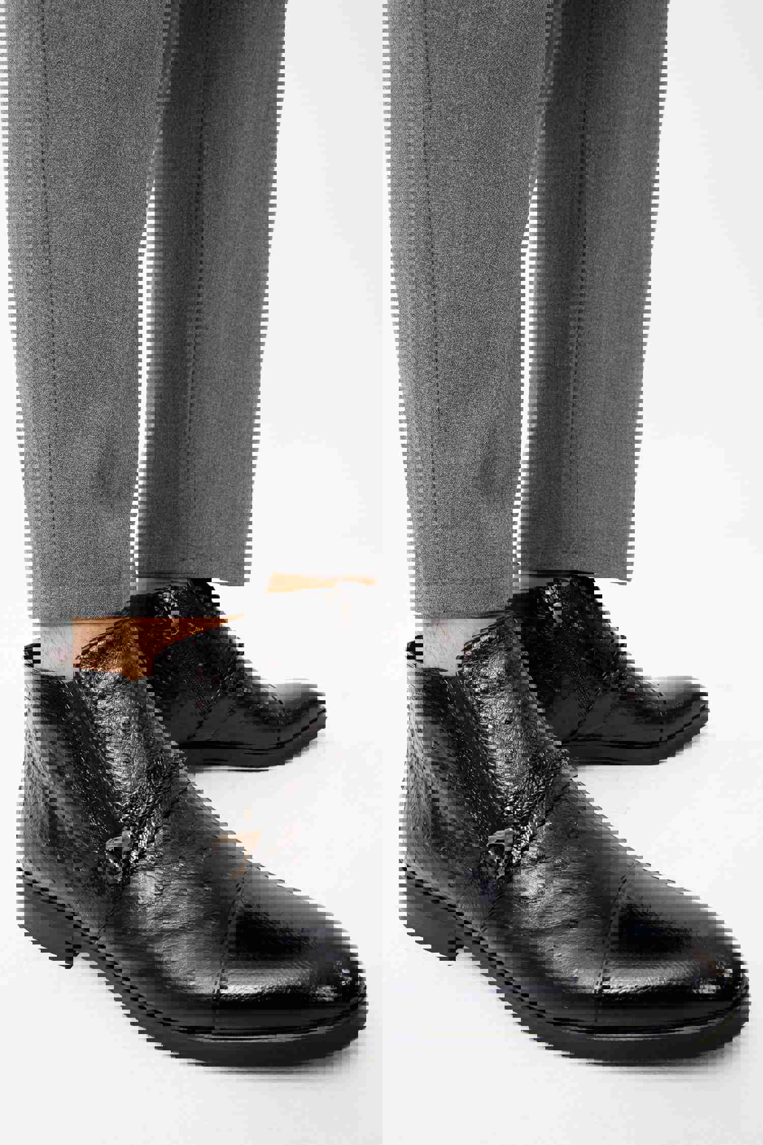 Dallas Black Leather Ankle Zip-Up Dress Boot for Men