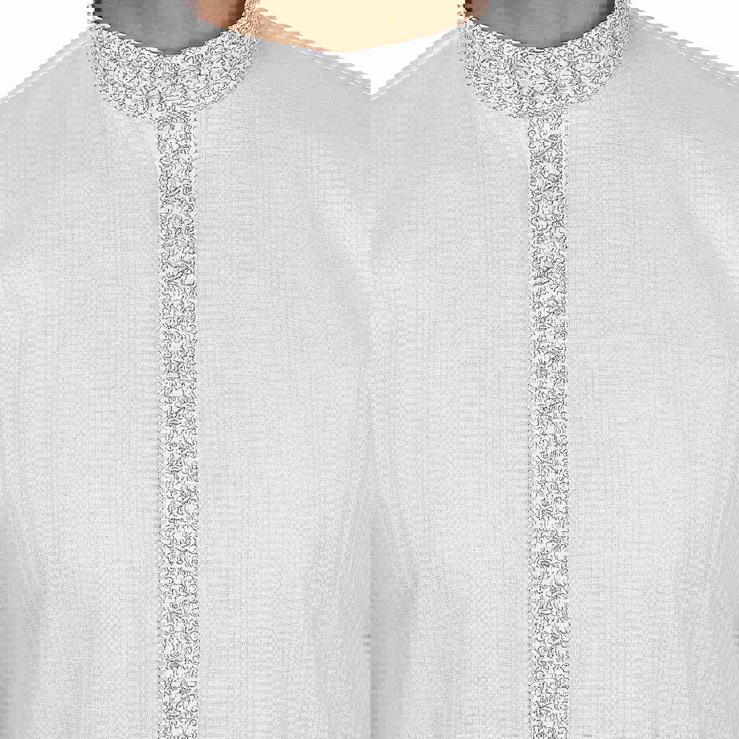 Men's Embroidered Cotton Kurta Pajama - Traditional Indian Outfit (White)