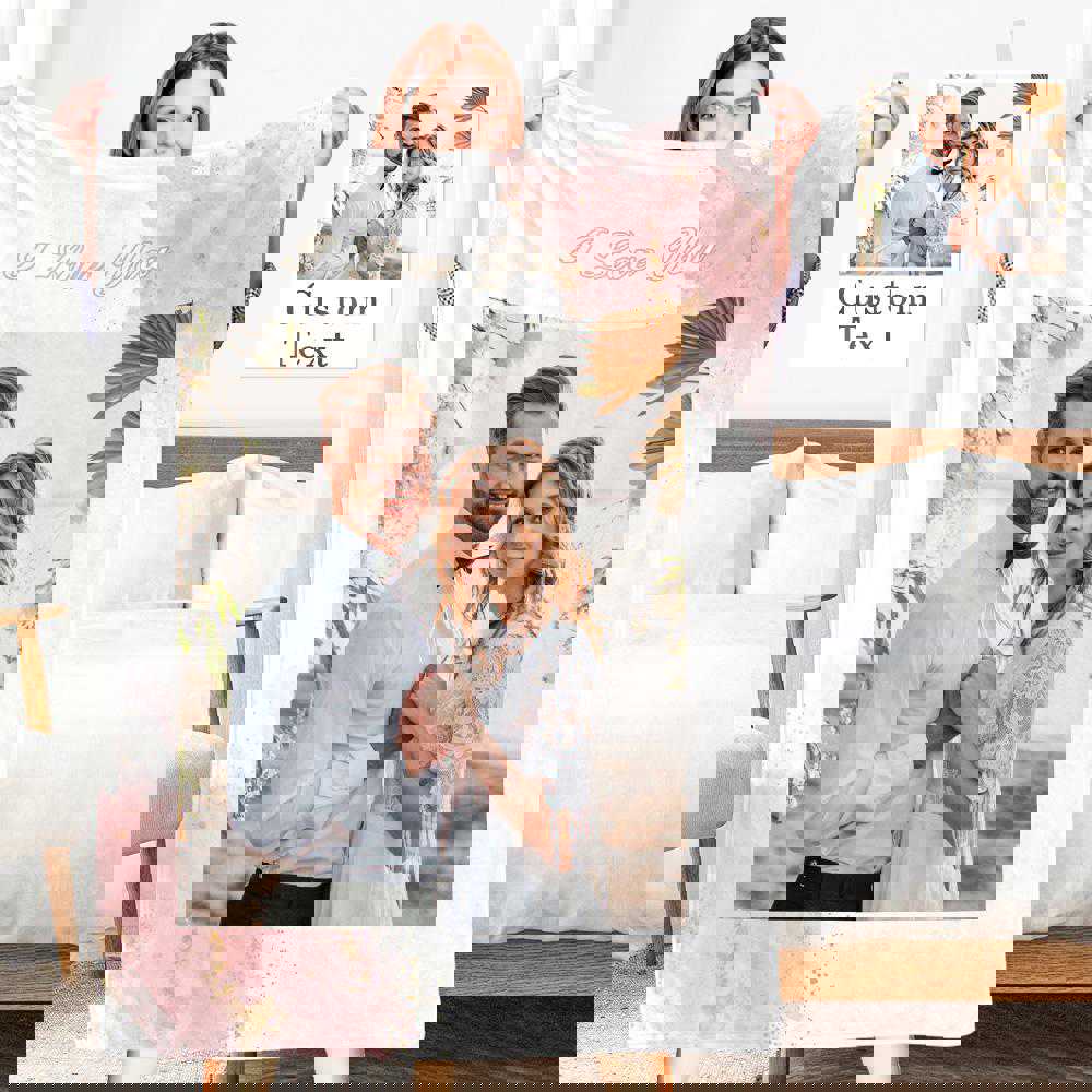 Custom Engraved Photo Collage Blanket - Soft Flannel Throw Blanket for Couples Anniversary Gift