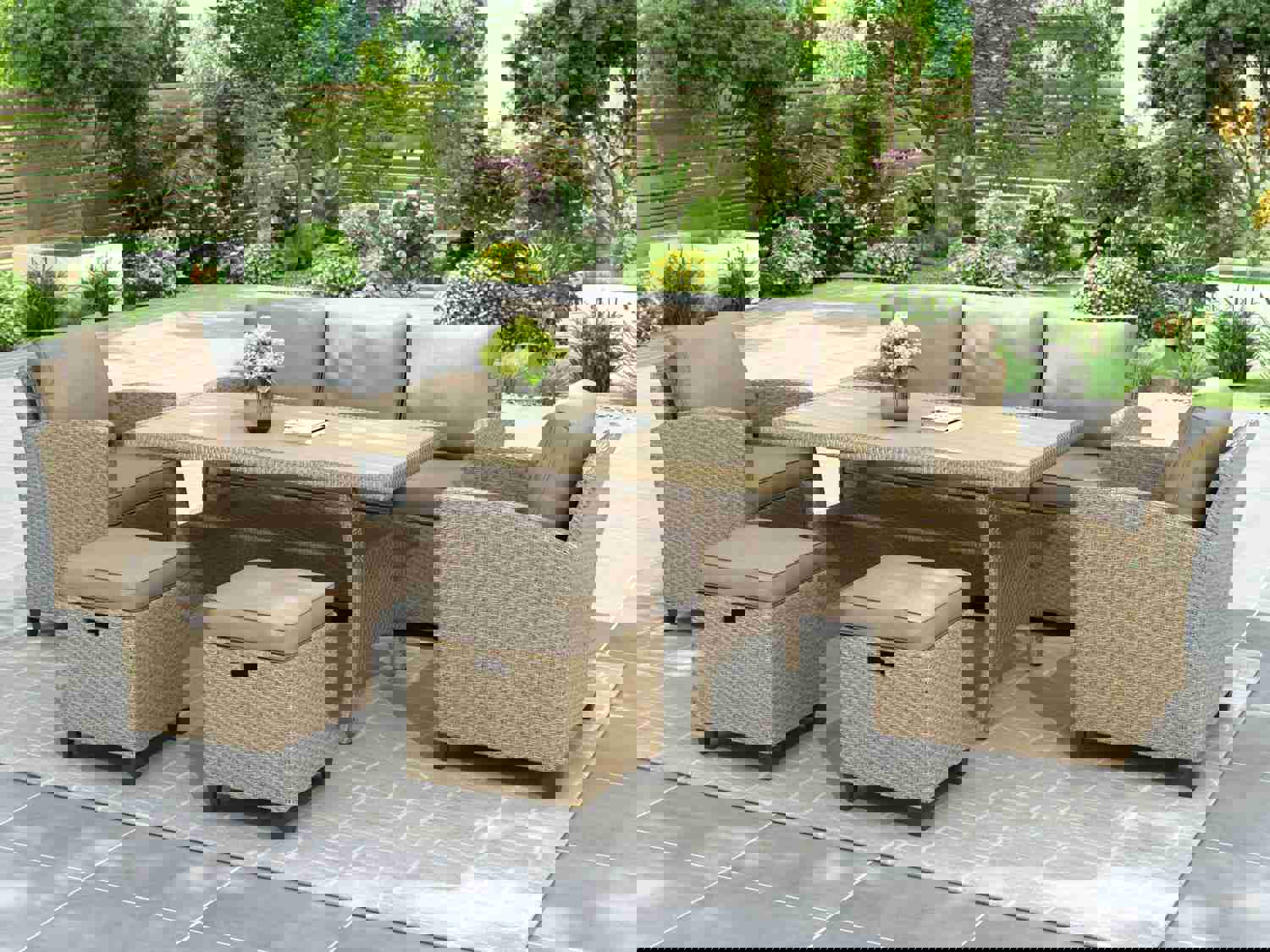 TOPMAX 6-Piece Outdoor Rattan Wicker Set for Patio, Garden, and Backyard