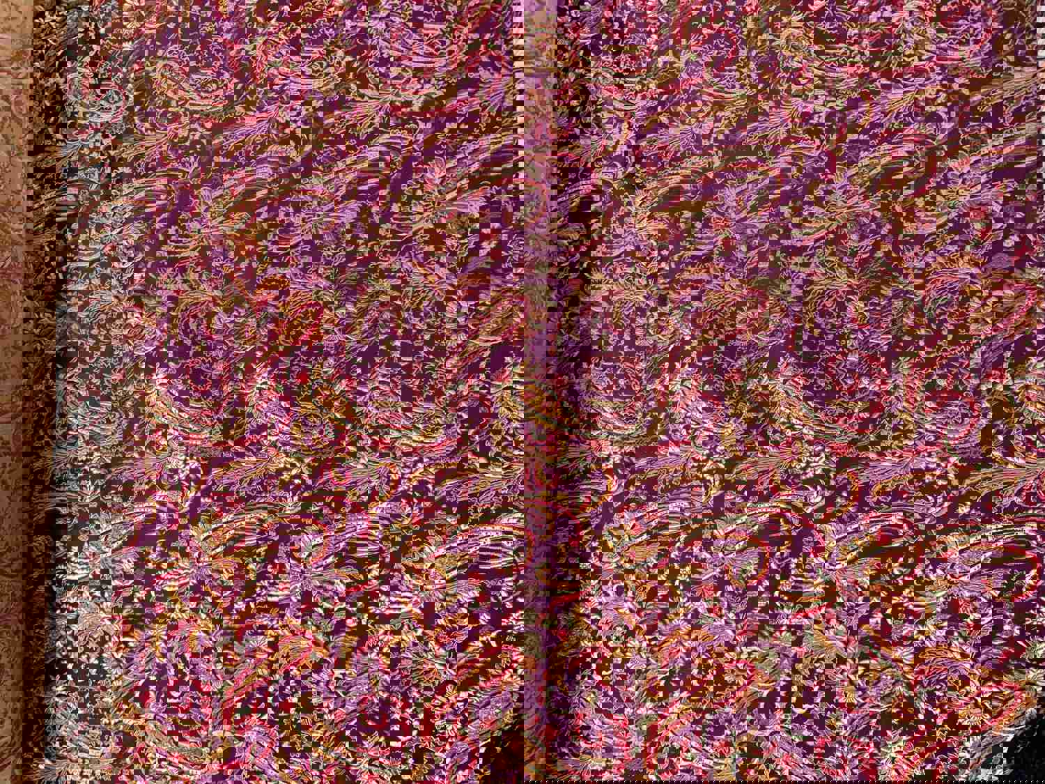 Wine Red & Gold Paisley Silk Brocade Fabric