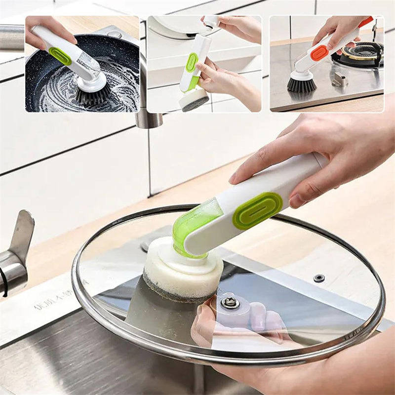 Multi-Functional Long-Handle Liquid-Filled Cleaning Brush with Dispenser