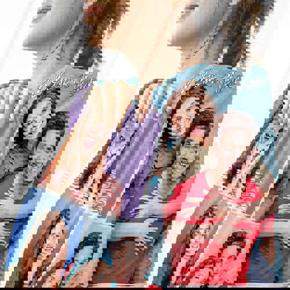 Custom Engraved Photo Collage Blanket - Soft Flannel Throw Blanket for Couples Anniversary Gift