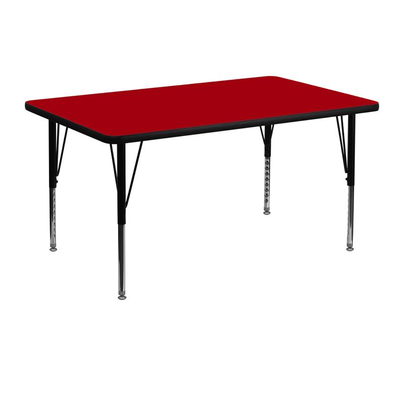 Flash Furniture 30W x 48L Rectangular Red Thermal Laminate Activity Table - Adjustable Height for Kids