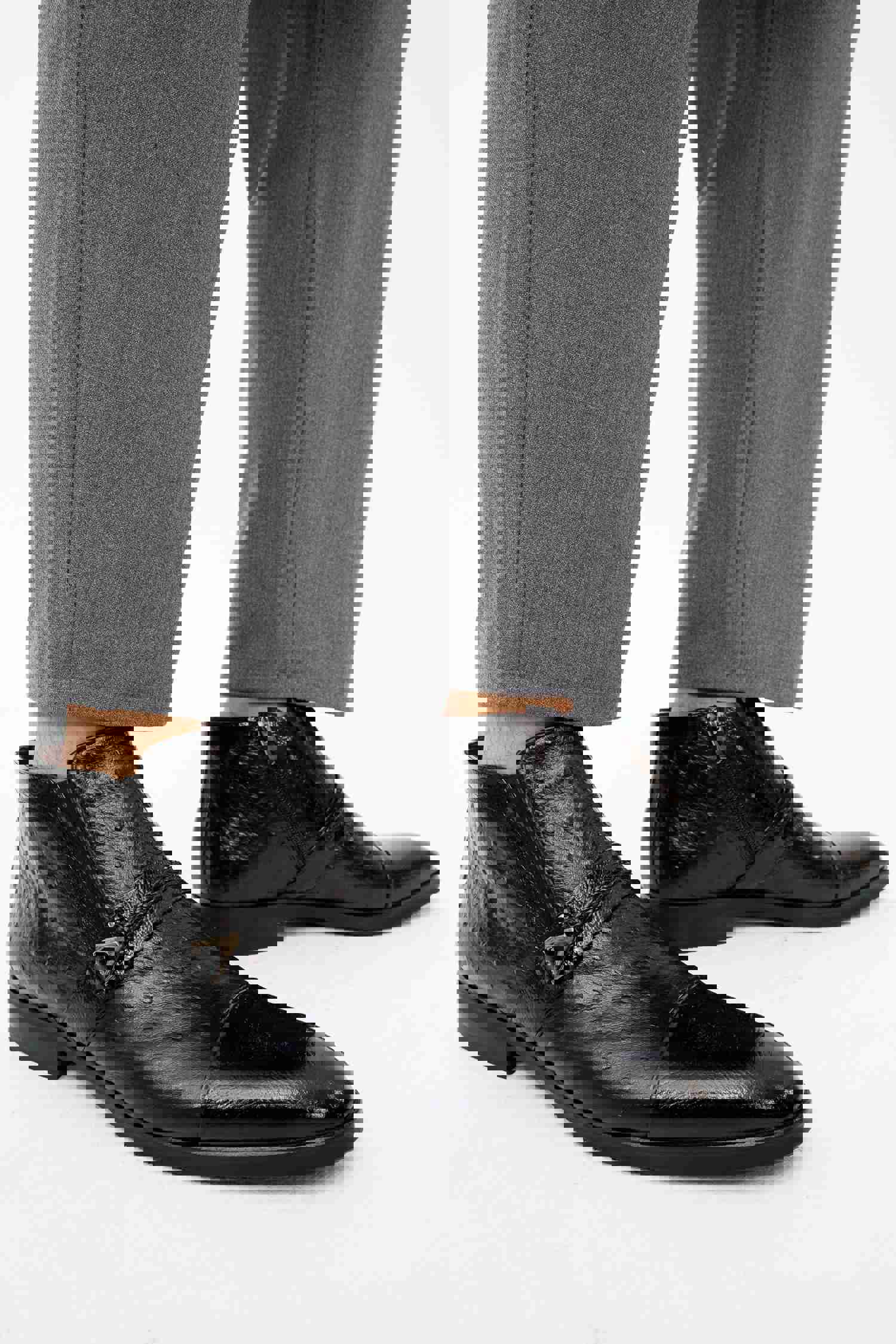 Dallas Black Leather Ankle Zip-Up Dress Boot for Men