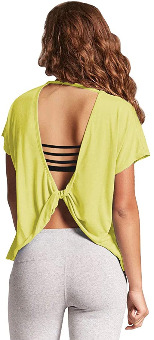 Mippo Open Back Workout Tops for Women - Stylish Short Sleeve Gym Shirts