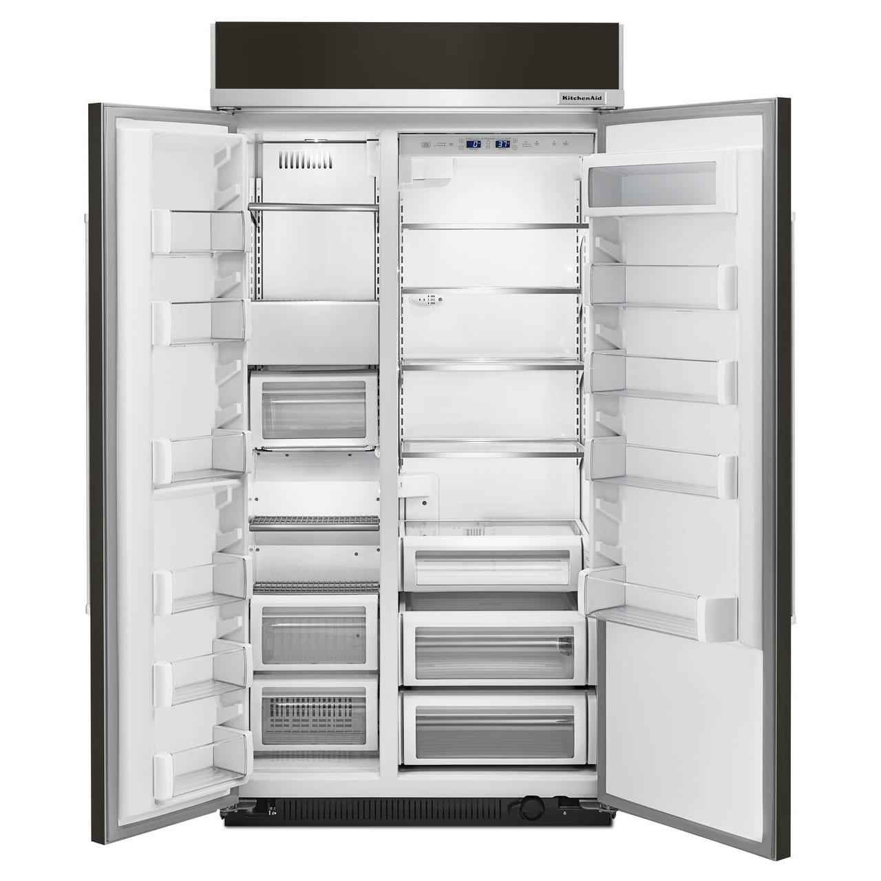 KitchenAid 42-inch, 25.5 cu.ft. Side-by-Side Built-in Refrigerator with Interior Ice Maker KBSN602EBS