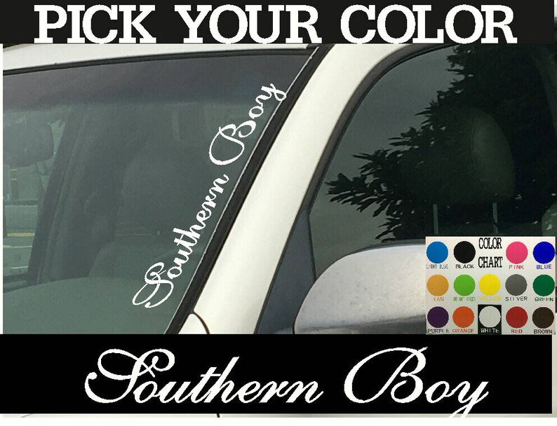 Southern Boy Vertical Windshield Die Cut Vinyl Decal Sticker for Car Truck SUV (4 x 22 Inches)