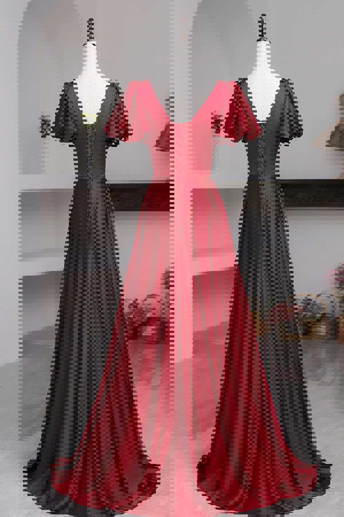 Burgundy Long Prom Dresses with High Slit - Wine Red Formal Evening Gowns