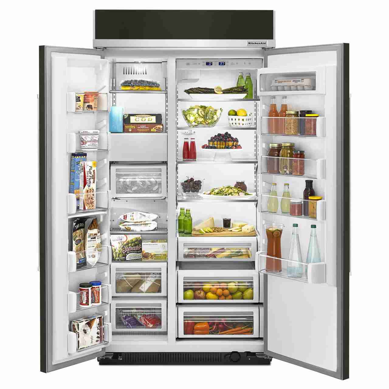 KitchenAid 42-inch, 25.5 cu.ft. Side-by-Side Built-in Refrigerator with Interior Ice Maker KBSN602EBS