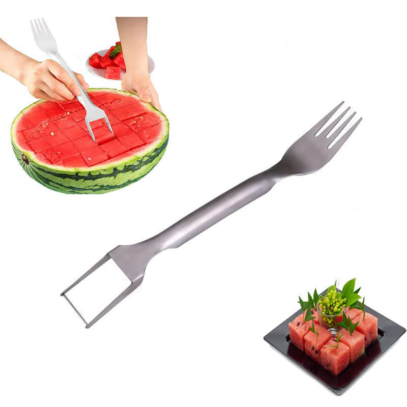 2 In 1 Watermelon Fork Slicer - Stainless Steel Multi-purpose Kitchen Tool