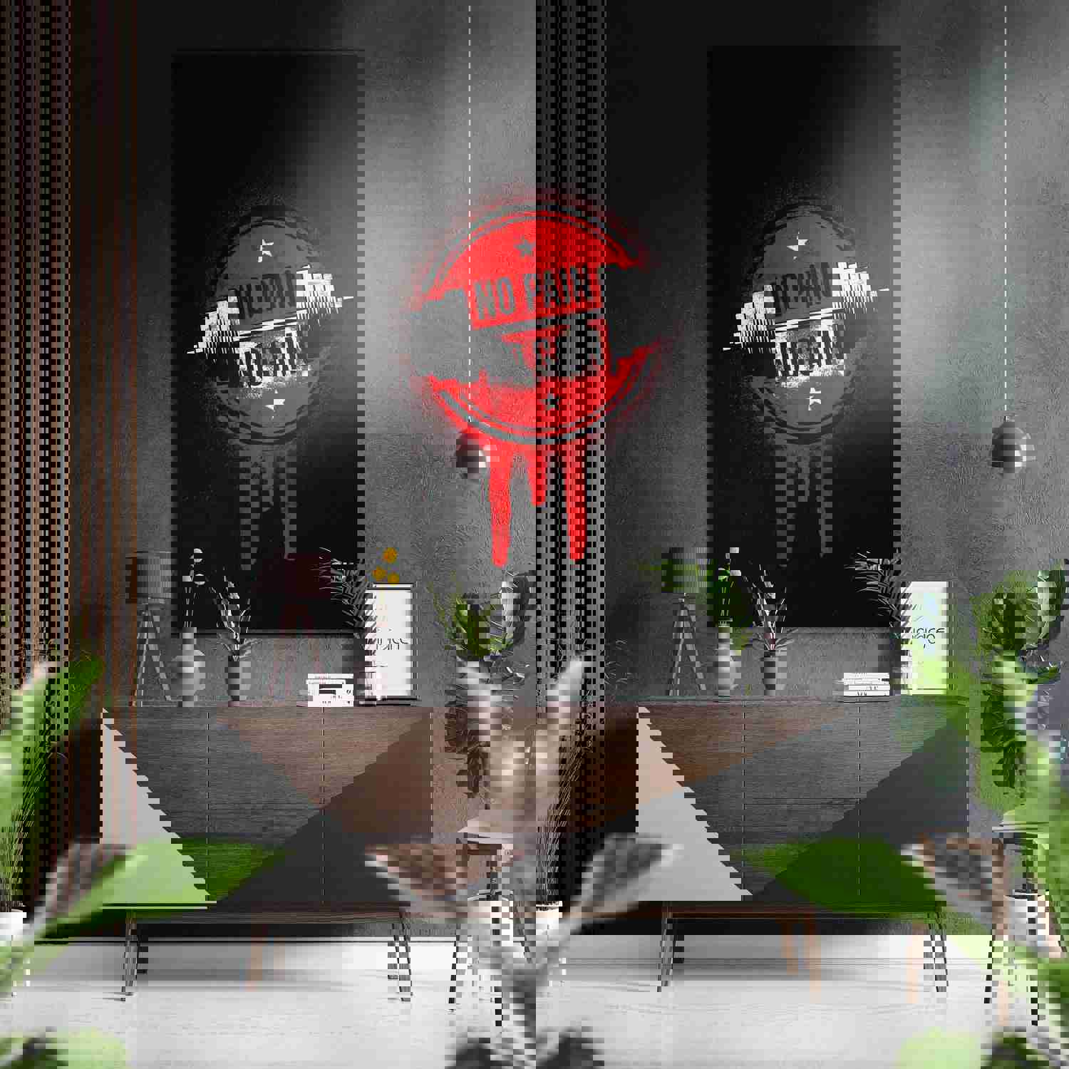 No Pain, No Gain Brushed Aluminium Dibond Wall Art