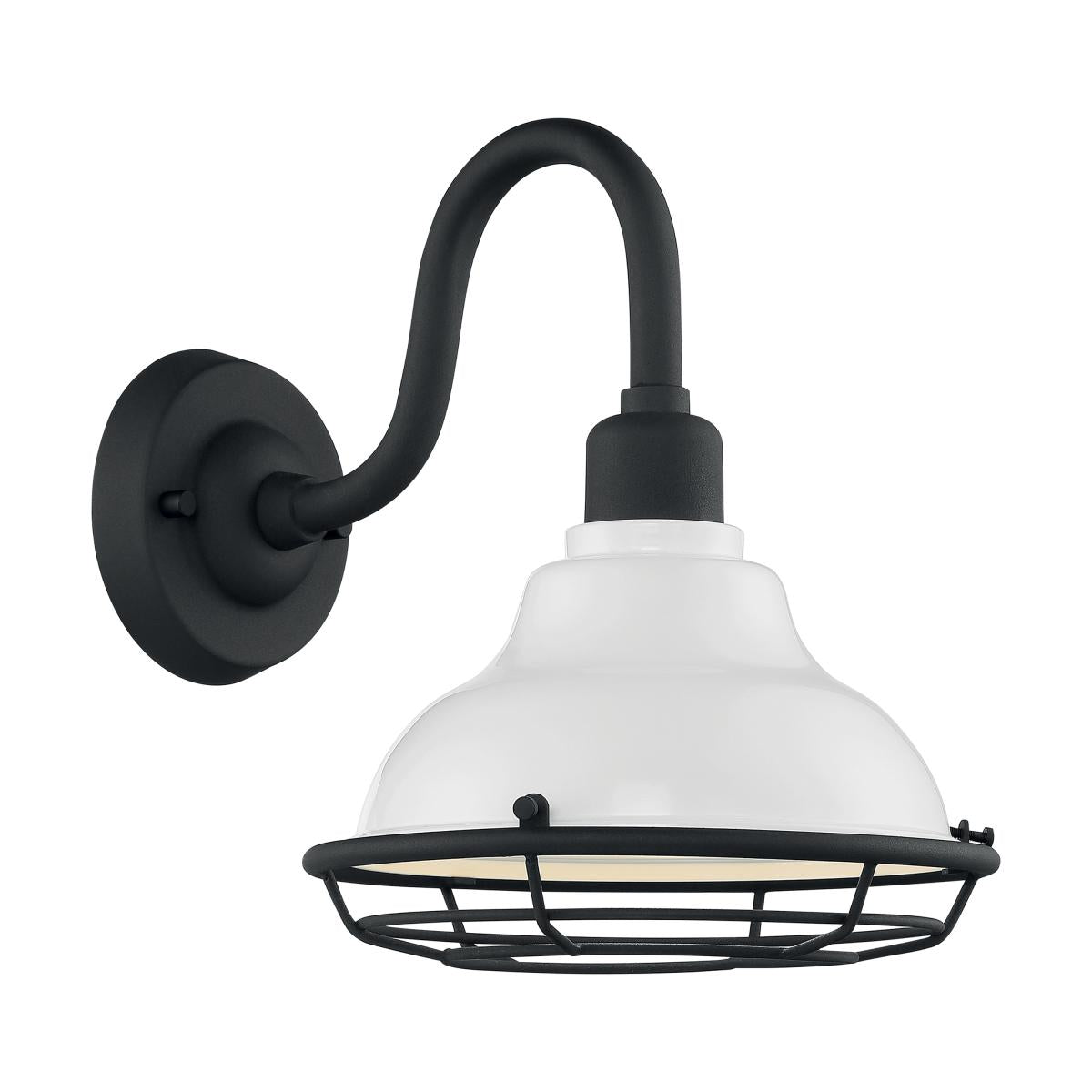 60-7021 NEWBRIDGE 1LT SM OUTDOOR WALL Sconce - Gloss White and Textured Black Finish