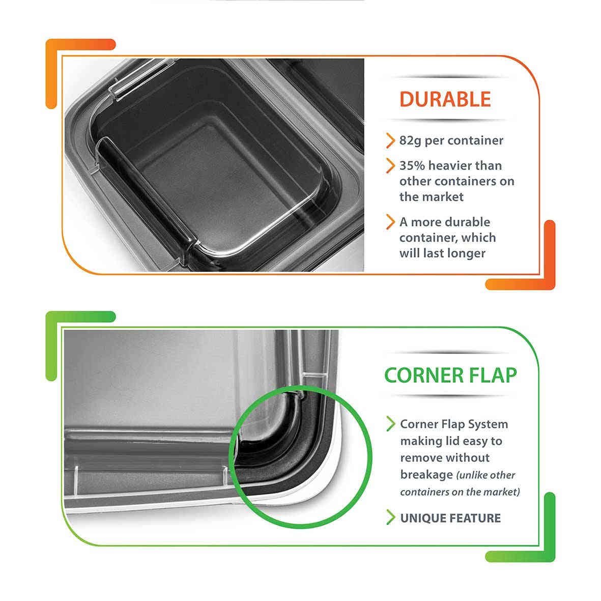 Meal Prep Containers 3 Compartment - Reusable Bento Lunch Box [15 Pack]