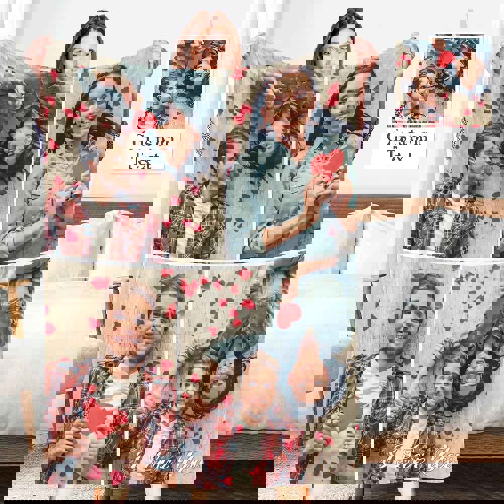 Custom Engraved Photo Collage Blanket - Soft Flannel Throw Blanket for Couples Anniversary Gift