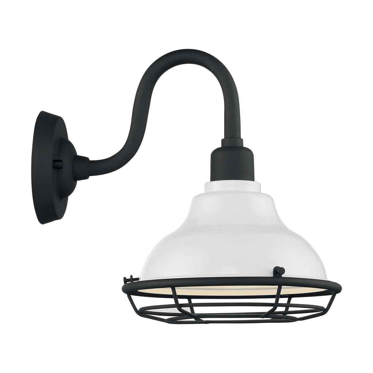 60-7021 NEWBRIDGE 1LT SM OUTDOOR WALL Sconce - Gloss White and Textured Black Finish