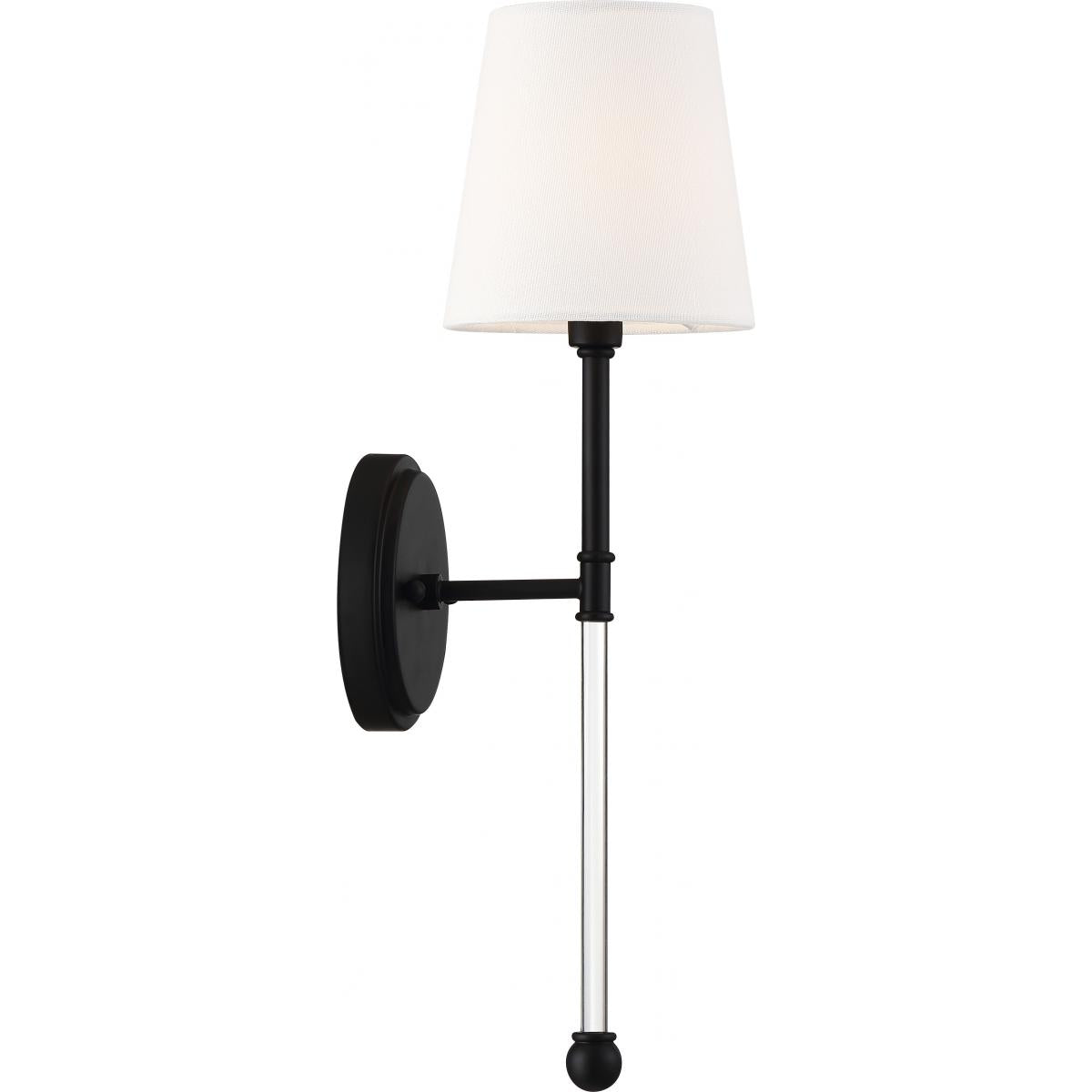 Olmstead 1 Light Wall Sconce with White Linen Shade - Aged Bronze Finish