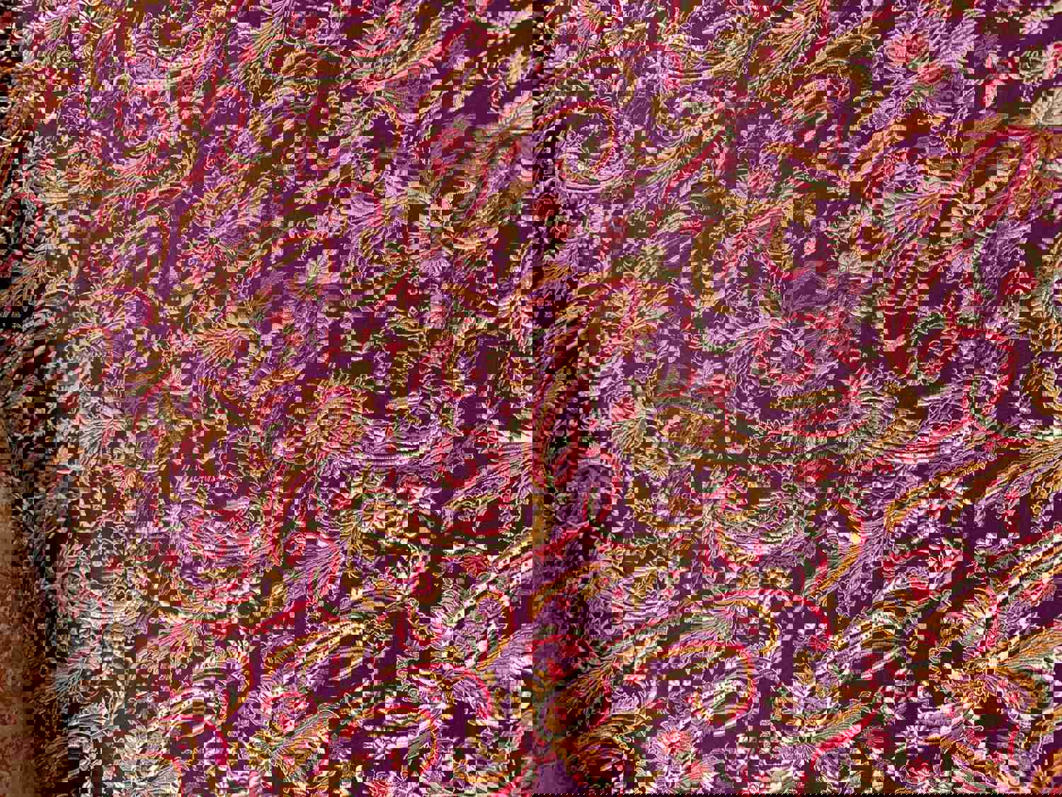 Wine Red & Gold Paisley Silk Brocade Fabric