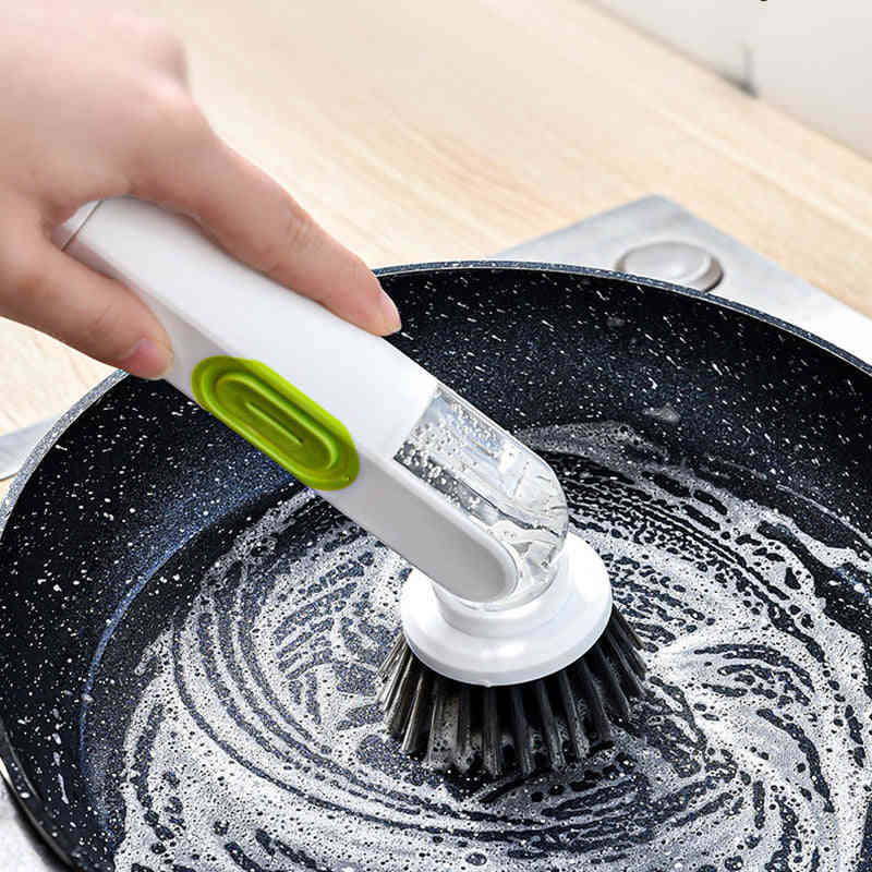 Multi-Functional Long-Handle Liquid-Filled Cleaning Brush with Dispenser