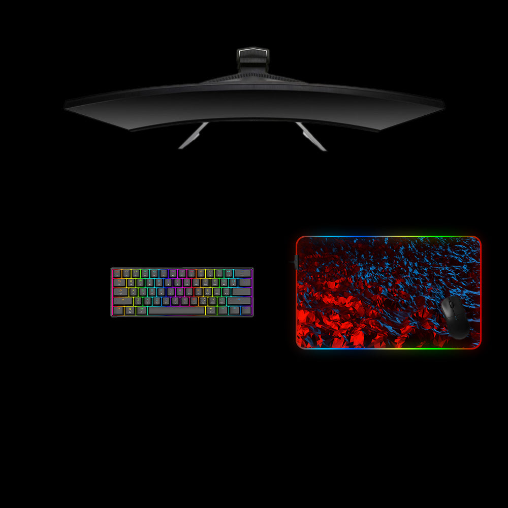 Poly Red & Blue Design RGB Gaming Mouse Pad with LED Strip