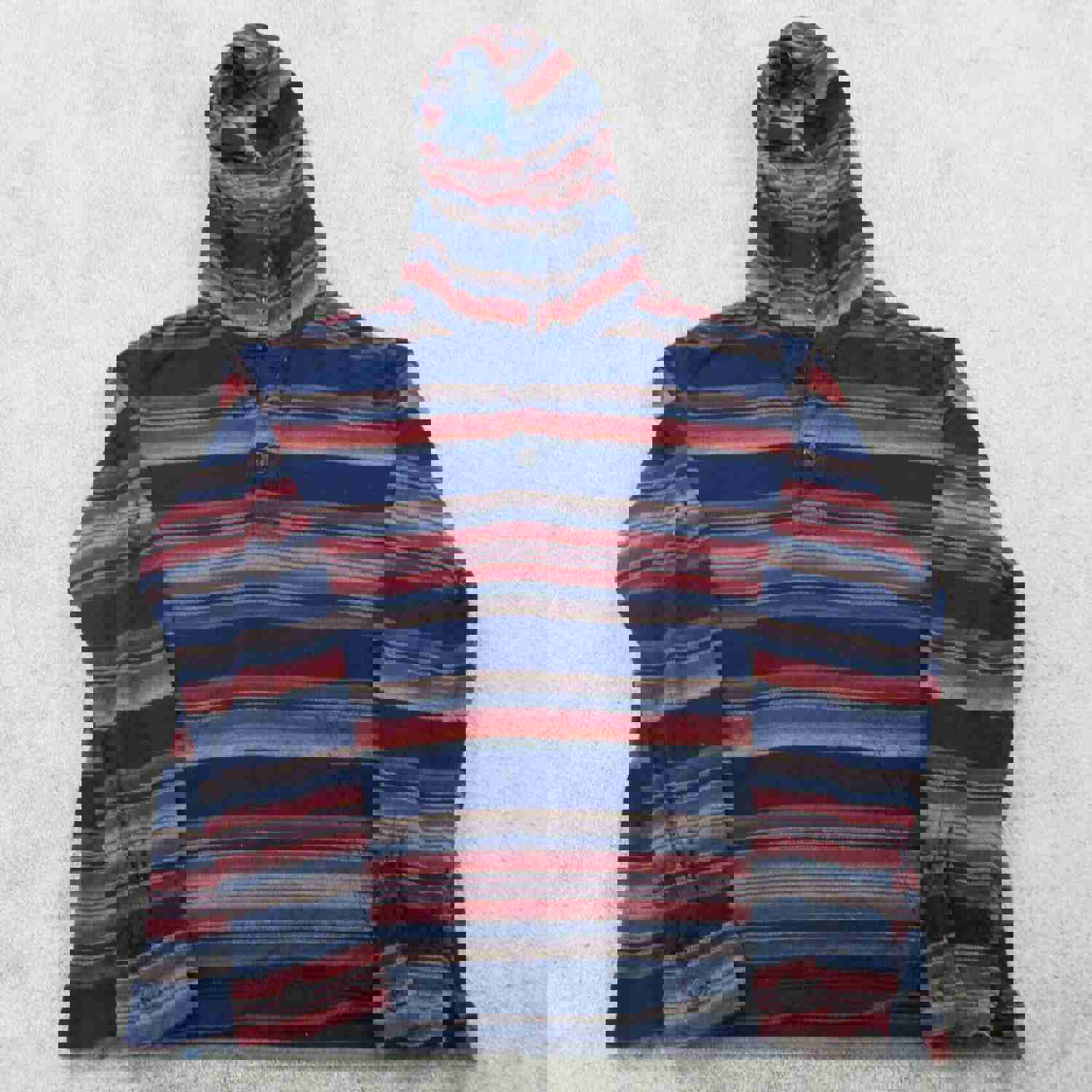 American Eagle Outfitters Men's Striped Pullover Hoodie - Blue Red, Size L