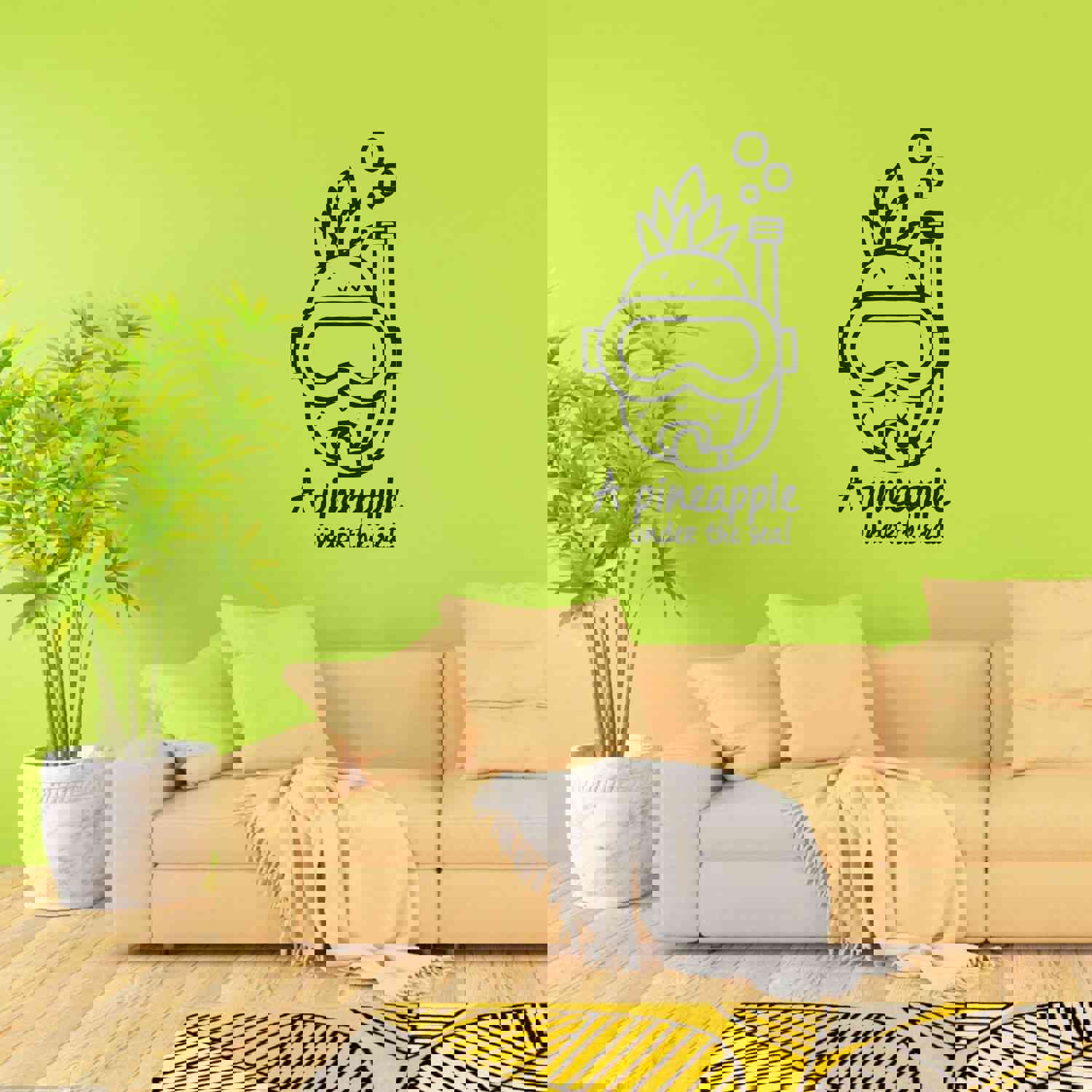 Snorkeling Quotes Vinyl Wall Sticker Wall Decal - Pineapple Sea Quote Snorkeling Snorkel Diving