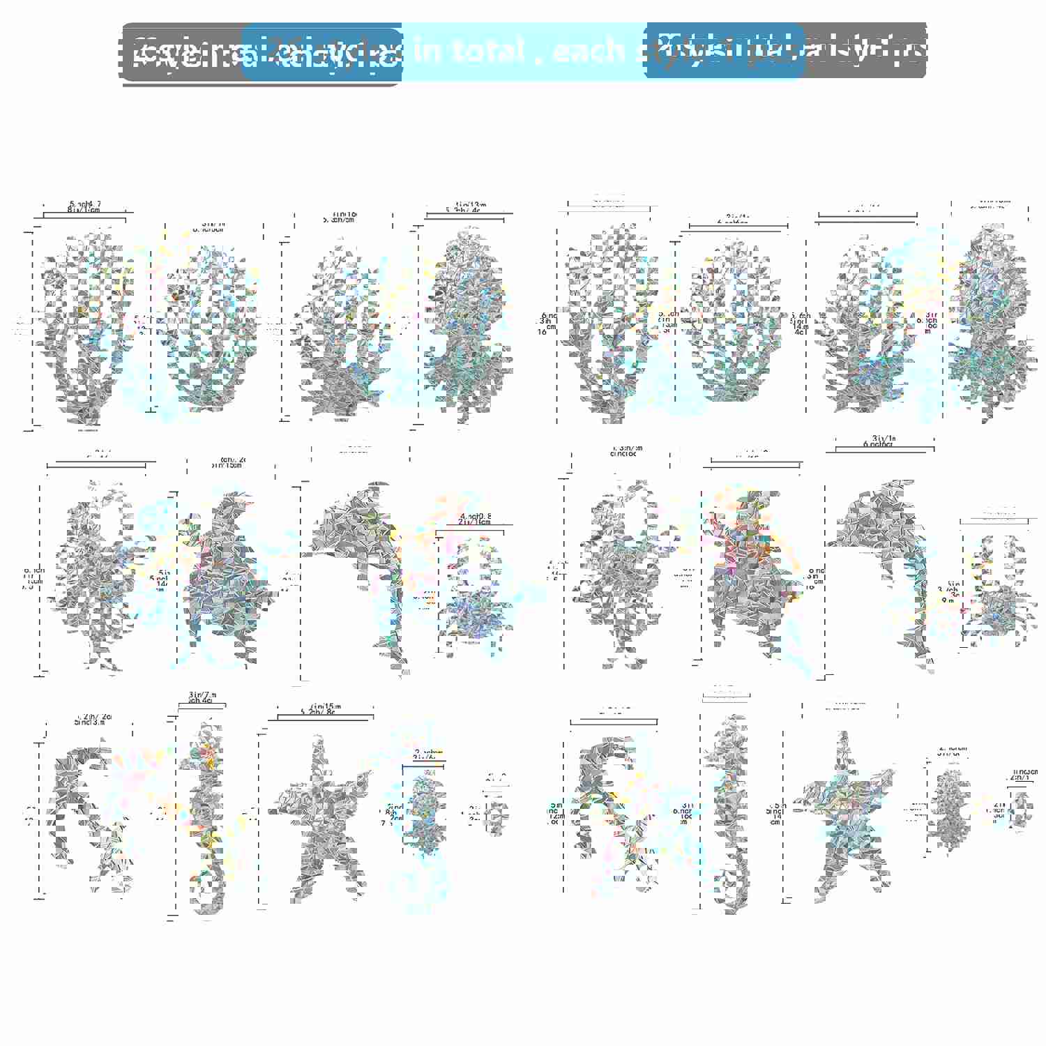 Craspire Waterproof PVC Colored Laser Stained Window Film Adhesive Stickers, Starfish Pattern, 350x840mm