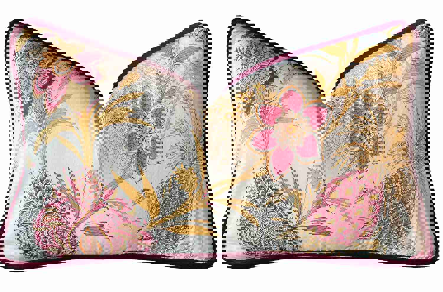 Vintage Old World Weavers Scalamandre Lumbar Pillow Cover - Cream, Pink & Wine Floral Design